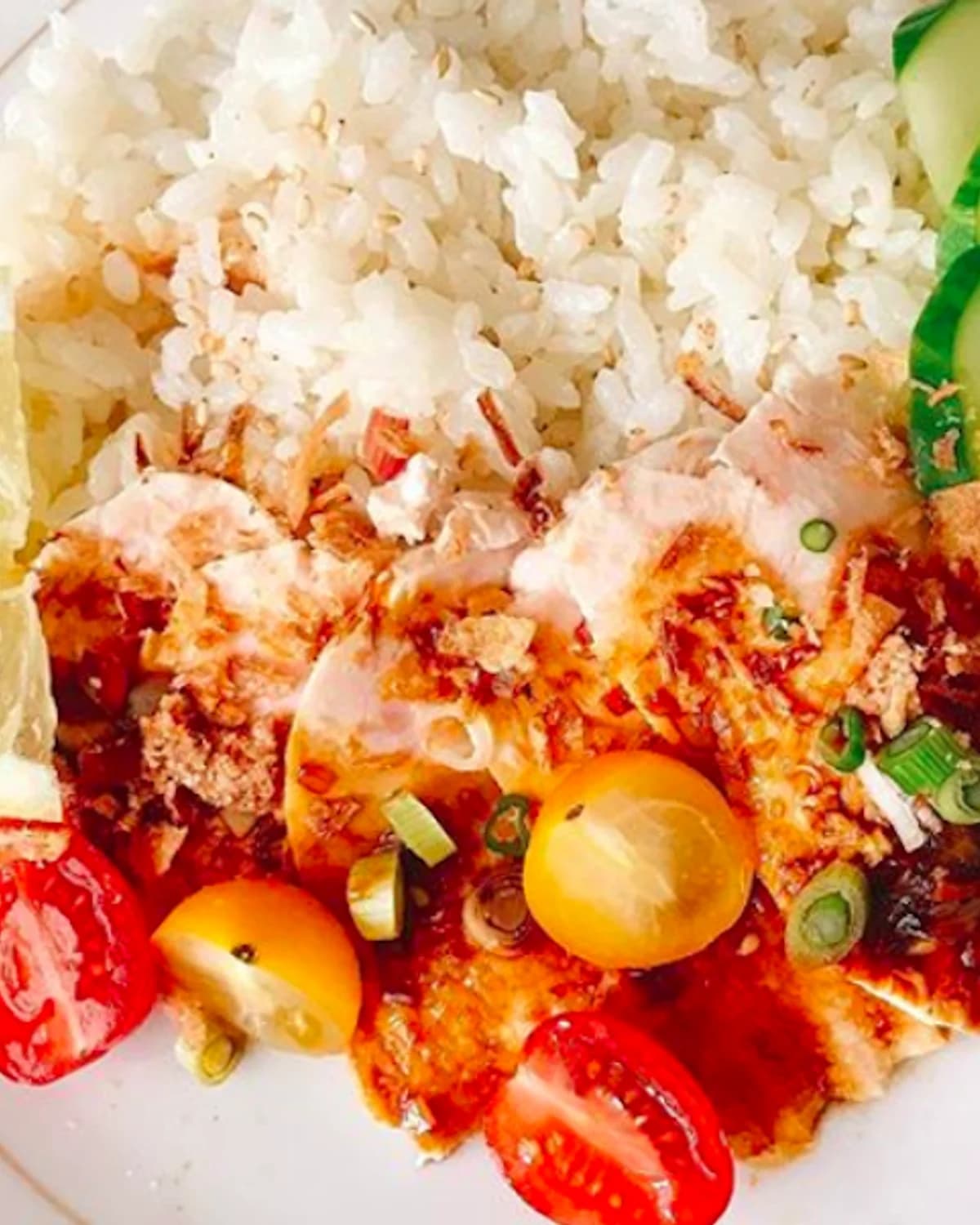 Formule déjeuner Subaco : riz, volaille et légumes frais